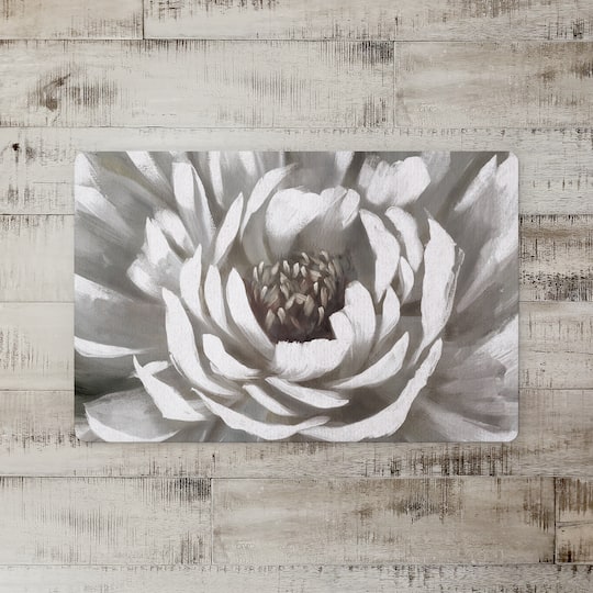 Gray Painterly Bloom Floor Mat